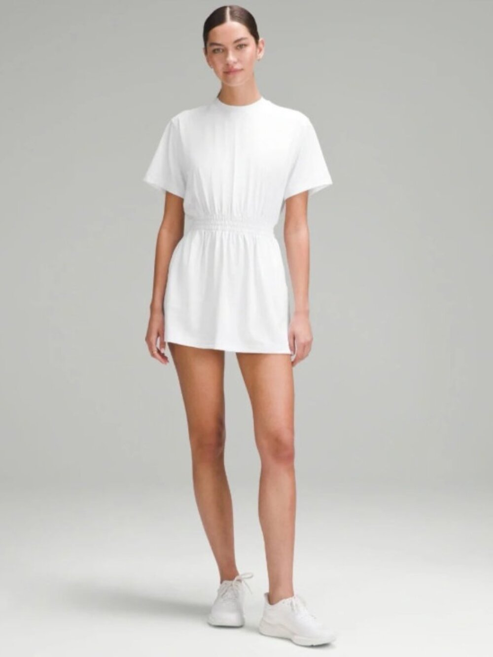 LULULEMON Smocked-Waist T-Shirt Dress / WHITE / SIZE 10
